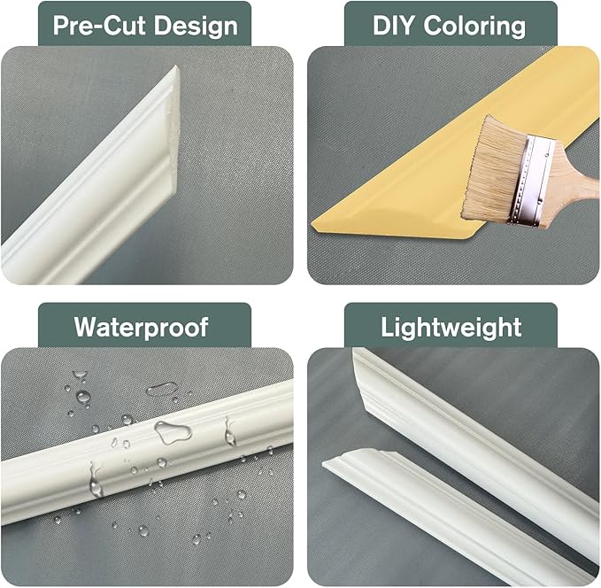 3 Set Peel and Stick Wall Molding Kit Pre-Cut Wall Molding for Wall Decor Premade Self-Adhesive Wainscoting for Walls Accent Wall Molding Peel and Stick Panel