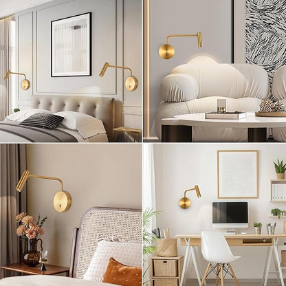 ZEROUNO Wall Mounted LED Reading Light for Bedroom Hardwired Wall Sconce with Switch on/Off Modern 3000K Swing Arm Bedside Wall Mount Lamp (Antique Bronze)