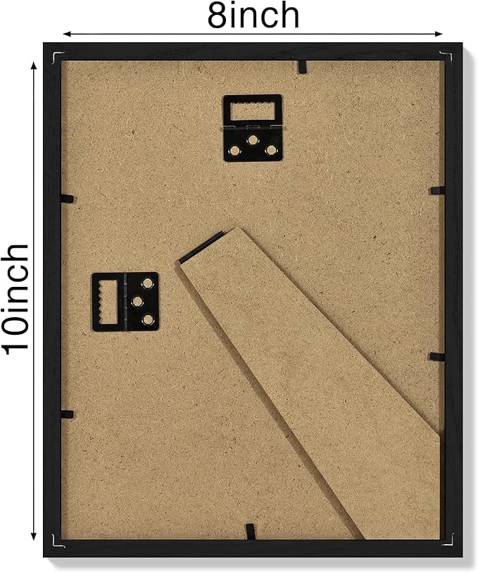 Vittanly 8x10 Picture Frame Set of 4, Display Pictures 5x7 with Mat or 8x10 without Mat, Engineered Wood with Shatter Resistant Plexiglass, Photo Frames for Wall or Tabletop Display, Mixed Colors