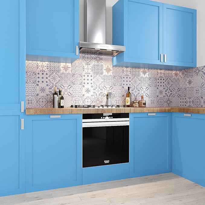 VEELIKE Thick Sky Blue Wallpaper Peel and Stick Blue Contact Paper for Cabinets Shelf Drawer Liners 24''x354'' Self Adhesive Renter Friendly Matte Solid Color Wallpaper for Bedroom Boys Room Bathroom