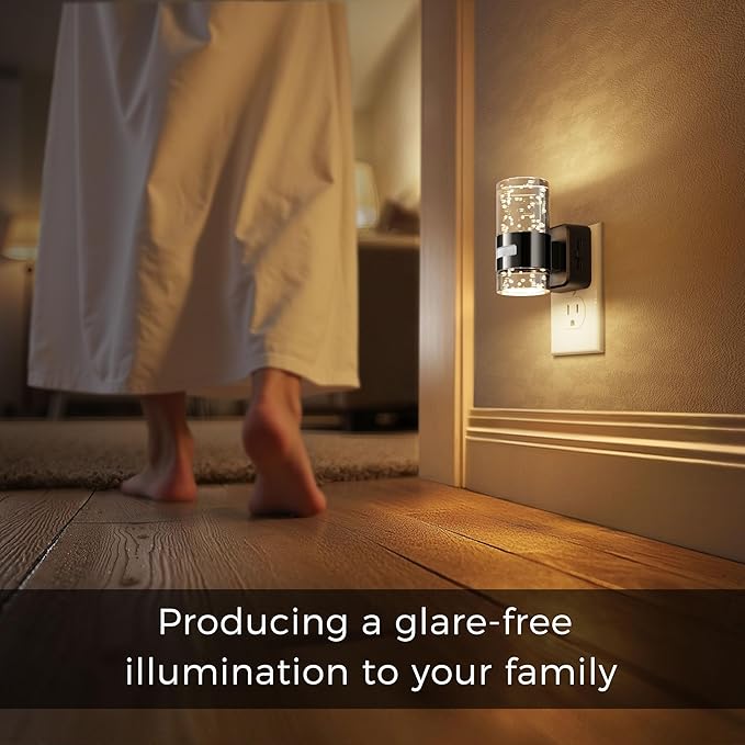L LOHAS LED Motion Sensor Night Light,Dimmable Night Lights Plug into Wall, 3000K Night-Lights with 0-100 LM Adjustable, Acrylic Bubble Plug in Nightlight for Bathroom Hallway Nursery