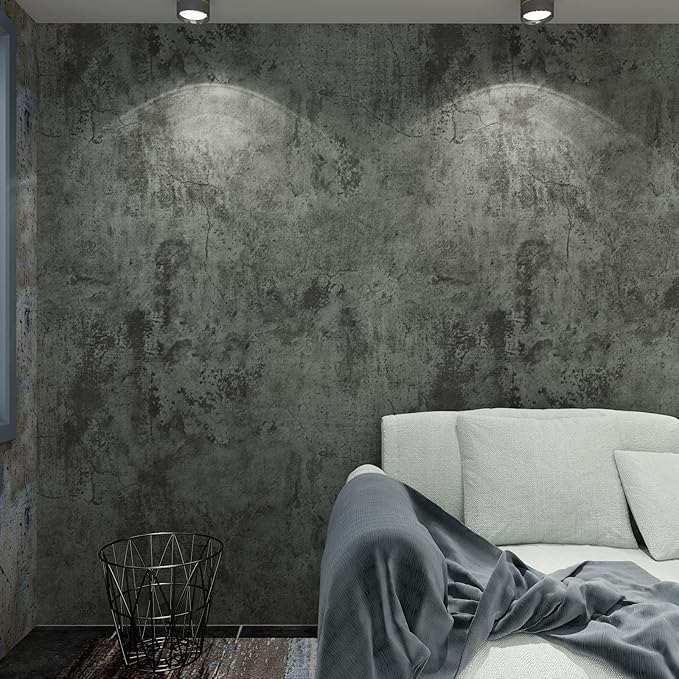 VaryPaper 15.7''x78.7'' Industrial Weathered Concrete Wallpaper Peel and Stick Modern Cement Contact Paper Decorative Self Adhesive Vinyl Removable Grey Wall Paper Roll for Bedroom Bathroom Kitchen