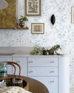 Ismoon Blue Wallpaper Peel and Stick Floral Vintage Stick on Wall Paper French Textured Contact Paper for Cabinet Removable Self Adhesive Wallpaper Vinyl Roll Shelf Deco, 17.3x78.7in