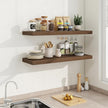 36 Inch Long Floating Shelves for Wall, 9.3 Inch Deep Floating Shelf with Heavy-Duty Bracket, 2 Pack Long Shelves for Bathroom, Living Room, Bedroom, Wall Mounted Storage Shelf for Books Decor, Walnut