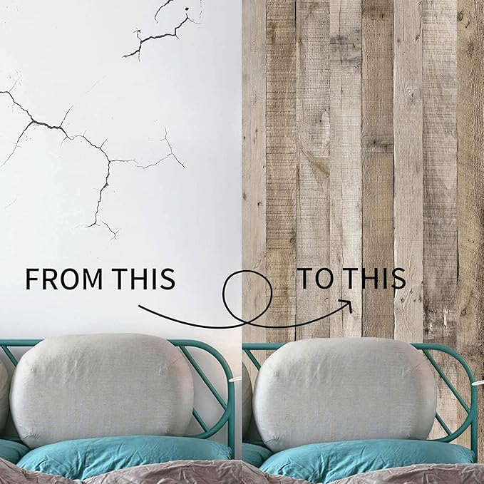 Yun-aeon Natural Wood-Grey Wood Contact Paper Peel and Stick Wallpaper 17.3
