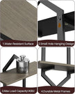 3 Tier Floating Shelves, Set of 2 Wall Shelves for Living Room, Modern Geometric Wooden Shelf for Wall Decor, Hanging Storage Shelf for Bedroom Bathroom Kitchen Home Office (Greige + Black)