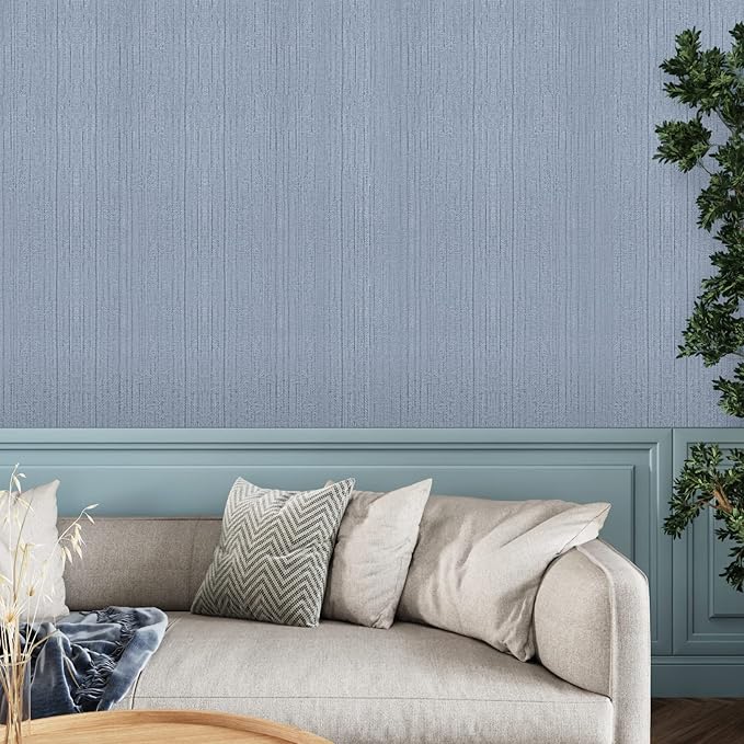 CRE8TIVE Light Blue Grasscloth Wallpaper Textured Stick and Peel Faux Grass Cloth Wallpaper for Walls Self Adhesive Removable Wallpaper Linen Grasscloth Contact Paper for Furniture Home Decor 12