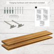 Teak Wood Floating Shelves Perfect for Bathroom Décor Pack of 2 Wooden Wall Shelves for Bedroom Living Room Kitchen Simple Minimalist Home Décor 36” x 6.7”