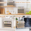 MUDEELA Clear Spice Rack Organizer for Cabinet, 3 Tiered Vertical Spice Shelf, Wooden Seasoning Organizer for Countertop, Kitchen, Pantry, Freestanding, 13.3