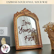 97 Decor Gold Vintage Wall Mirror - Small Gold Mirror for Tabletop and Wall Mounting, Antique Arch Frames for Desk, Small Decorative Mirrors Frame for Home Bedroom, Makeup Room Decor (10x6.8 Inch)