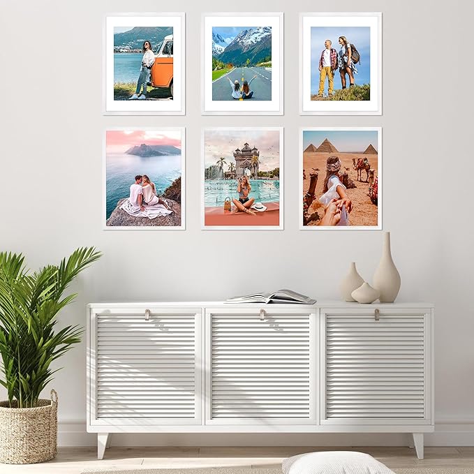 FIXSMITH 11x14 Picture Frame, White Photo Frame with HD Plexiglass, Display Pictures 8x10 with Mat or 11x14 Without Mat, Picture Frames Collage for Wall Display, 2 Pack