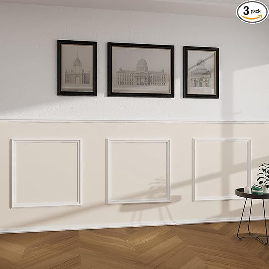 PALMPOP Peel and Stick Wall Molding Kit of 3 Frames,Premade Accent Wainscoting Panels, Ready to Molding Trim for Living Room Bedroom Corridor Home Interior Wall Panel Decor (20x20in)