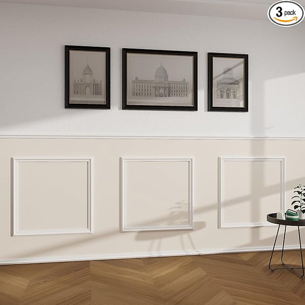 PALMPOP Peel and Stick Wall Molding Kit of 3 Frames,Premade Accent Wainscoting Panels, Ready to Molding Trim for Living Room Bedroom Corridor Home Interior Wall Panel Decor (20x20in)