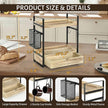 Coffee Station Organizer Countertop, Wooden Coffee Bar Accessories Organizer with Basket, 2 Mug Holder Hooks and Pod Drawer, Multifunctional 2 Tier Countertop Organizer for Kitchen, Bathroom, Office