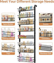 MIAOLI Over the Door Pantry Organizer, 8-Tier Adjustable Spice Rack Cabinet Door Shelves, Hanging Seasoning Organizer for Kitchen Bathroom, Laundry Room Organization, Black