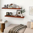 RICHFOCUS Floating Shelves for Wall | 48W x 9.3D Rustic Floating Shelves with Solid Ash Wood Veneer Set of 1 | Wood Wall Shelves with Upgraded Brackets | for Living Room Bathroom Home Office