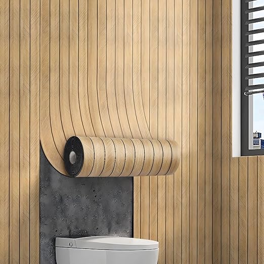 Thick Wood Slat Wall Panels, Modern 3D Peel and Stick, 15.75