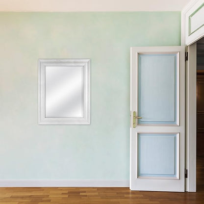MCS 18 by 24 inch Scoop Mirror, 23.5 by 29.5 inch Outside Dimension, White Wash Finish 20547