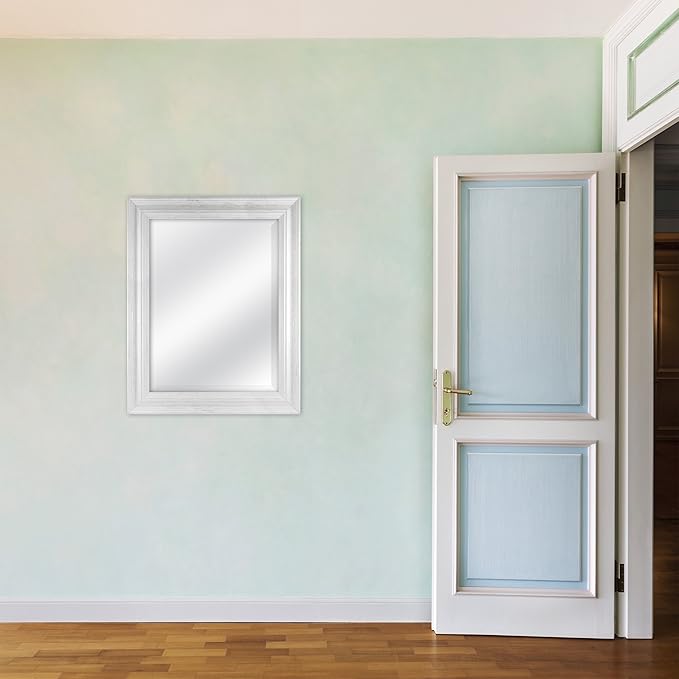 MCS 18 by 24 inch Scoop Mirror, 23.5 by 29.5 inch Outside Dimension, White Wash Finish 20547
