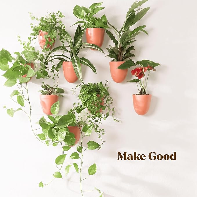 Make Good PlantPod Luxe Self-Watering Wall Planters (Set of 3, Terracotta) - Easy to Water and Install - Lightweight - Design Your Own Vertical Garden - Wall Planters for Indoor Plants