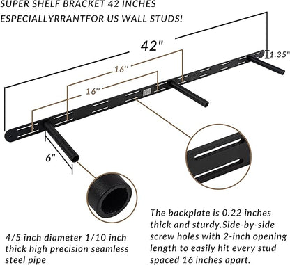 Solid Wood Floating Shelves 48 Inch, Walnut Floating Shelf for Wall Mounted, Solid Wooden Wall Shelves for Living Room Bedroom & Kitchen, Heavy Duty Bracket,Walnut Finish, 48 x 8x2, Set of 2