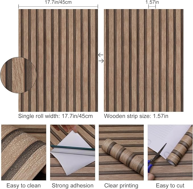 Yun-aeon Natural Wood Peel and Stick Wallpaper Wood Slats - 17.3