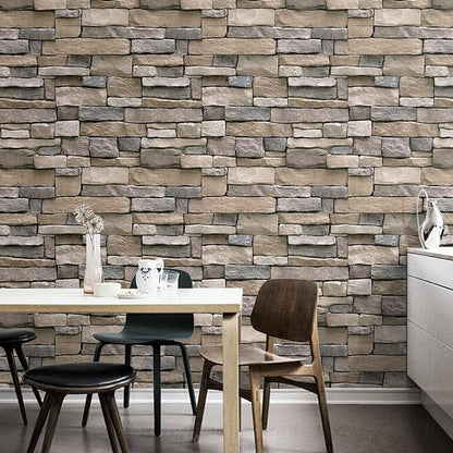 Abyssaly Stone Wallpaper Brick Wallpaper Peel and Stick Stone Backsplash Self-Adhesive Removable Vinyl Wraps Grey Faux Brick Shelf Paper 17.71" X 393.7" Home Decorations Contact Paper