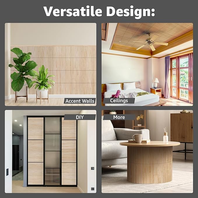 Art3d Natural Bamboo Wall Panel for Interior Wall Decor, Renewable Pole Wrap Wainscoting Paneling for Wall Ceiling Furniture Cabinet Office, 12 x 96 Inch, 2-Pack - Carbonized
