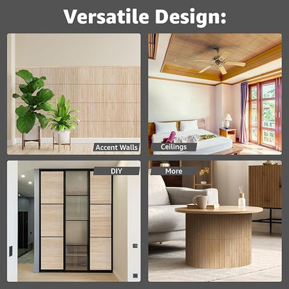 Art3d Natural Bamboo Wall Panel for Interior Wall Decor, Renewable Pole Wrap Wainscoting Paneling for Wall Ceiling Furniture Cabinet Office, 12 x 96 Inch, 2-Pack - Carbonized