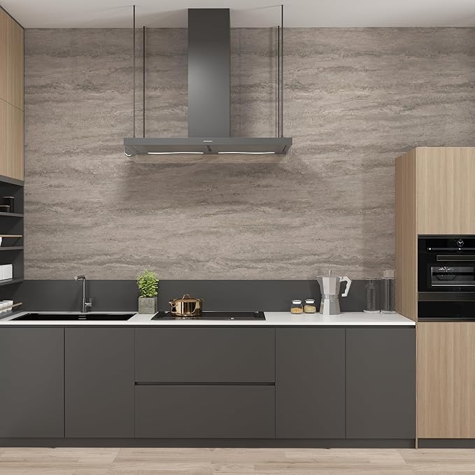 TOTIO Light Gray Concrete Wallpaper Peel and Stick Greyish White Marble Granite Contact Paper Modern Industrial Style Wall Paper 16x197inch Matte Thick Waterproof Self-Adhesive Vinyl Furniture Sticker