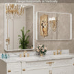 LOAAO 48x32 Inch White Metal Framed Bathroom Mirror for Wall, White Bathroom Vanity Mirror Farmhouse, Large Rounded Rectangle Mirror, Anti-Rust, Tempered Glass, Hangs Horizontally or Vertically