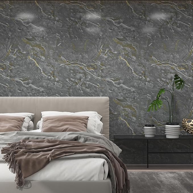 Gray Marble Contact Paper peel and stick Kitchen Countertops Waterproof wallpaper48"x394" Widen Vinyl Wrap Light Brown Granite Textured adhesive Mural Sticker for Decor Door Counter top Wall Apartment