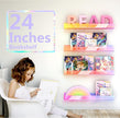 24 inches Iridescent Acrylic Bookshelf for Kids, Wall Mounted Kids Display Book Shelves for Room Nursery Toddler Classroom (2 Packs)