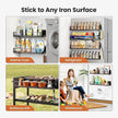 16.9 Inch Wide Large Capacity Magnetic Spice Rack for Refrigerator, 6 Pack Metal Fridge Shelf, Black