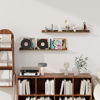 Axeman 36 Inch Floating Shelves | Picture Ledge Shelf Set of 2 | Rustic Brown Wall Shelves with Lip | Brown Picture Shelf for Wall with Ledge | Photo Ledges 36 Inch