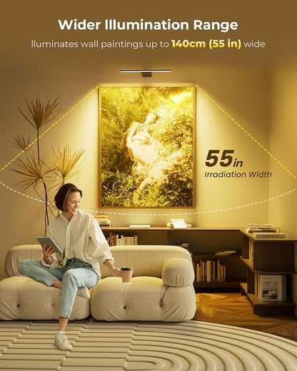 2 Pack Picture Light for Wall Rechargeable Art Light with Remote, 3 Colors & 5 Brightness Levels, 12000mAh Battery Operated Lights for Pictures,Painting,Gallery, Bedroom, Hallway, Frame, Living Room