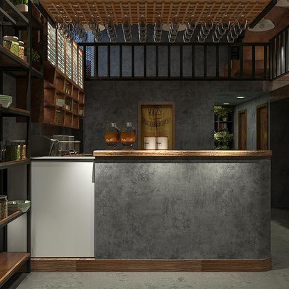16"×197" Extra Thick Dark Blue Grey Concrete Wallpaper Peel and Stick Waterproof Gray Concrete Contact Paper Vinyl Wrap 3d Faux Adhesive Cement Tile Sticker for Kitchen Island Bedroom Gym Walls
