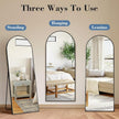 DUMOS Arched Full Length Mirror with Stand Floor Standing Aluminum Frame for Bedroom Body Hanging Leaning Modern Simple Home Decor Shatter-Proorf Nano Glass Wall Cloakroom Natural Black 59