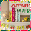 4 Pcs Summer Table Decoration Wooden Book Lemon Watermelon Wooden Sign Yellow and Red Summer Tiered Tray Decor Wood Book Sign Farmhouse for Home Shelf Coffee Table