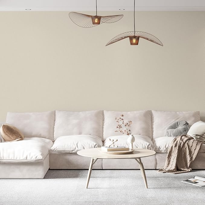 Amiya Cream Peel and Stick Wallpaper Solid Color Textured Contact Paper Pure Beige Self Adhesive Wallpaper Matte Removable Wall Paper Decorative Walls Decal Vinyl Roll A Set of15.7×236"