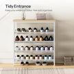 HOOBRO Shoe Rack for Entryway, 5-Tier Shoe Organizer with Adjustable Mesh Shelves, 12-16 Pairs of Shoes, Spacious Floor Mount, Metal, Industrial, Shoe Shelf for Closet, Natural and White WN12XJ01