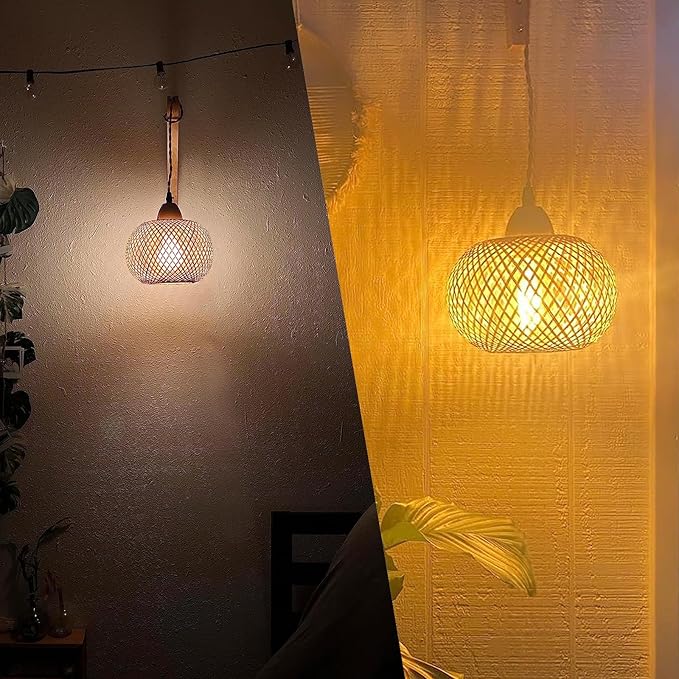 Frideko Boho Rechargeable Battery Operated Wall Sconces Set of Two with Remote, RGB 15 Colors Dimmable Wireless Wall Light, Bamboo Indoor Wall Lamp with 3 Timer, Rattan Wall Lighting for Bedroom