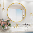 PROHOMEWARE Gold Round Bathroom Mirrors, 28 inch Circle Wall Mounted Hanging Mirror for Entryway, Living Room, Hallway, Bathroom, Bedroom