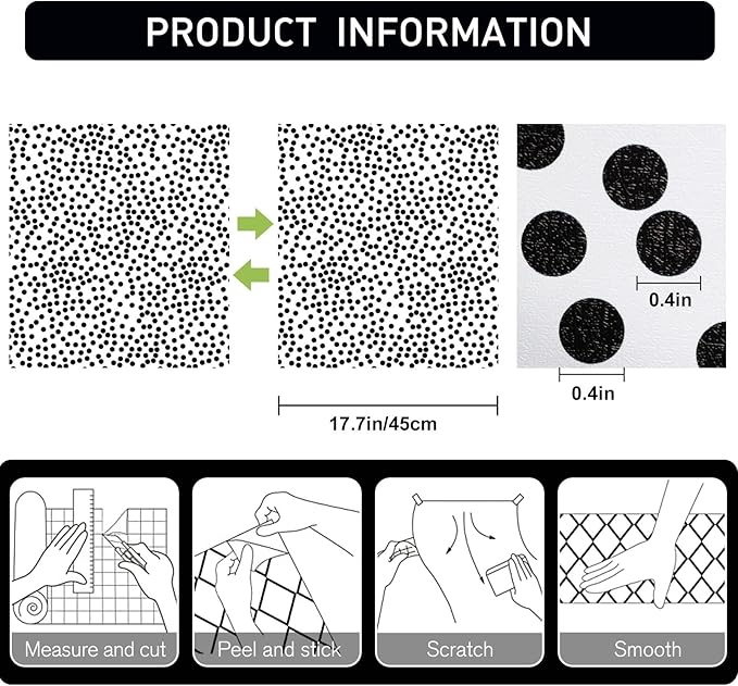 Black and White Polka-Dot Contact Paper Self-Adhesive Contact Paper Moire Dot Peel and Stick Wallpaper Decorative Spots for Walls Nurseryls A Set of 17.3