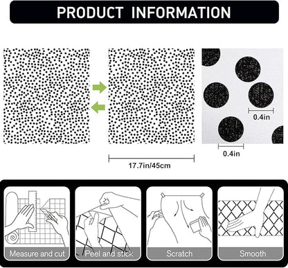 17.3”x480” Black and White Polka-Dot Wallpaper Self-Adhesive Contact Paper Moire Dot Peel and Stick Decorative Wallpaper Spots Contact Paper for Walls Bedroom Living Room Nurseryls