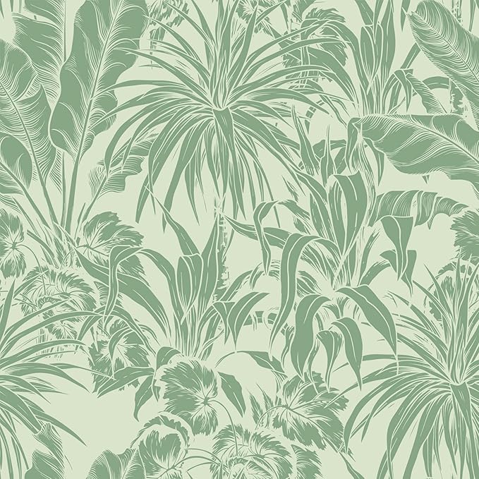 FLFK Tropical Leaf Peel and Stick Wallpaper 16" x 128" Green Wallpaper Modern Botanical Contact Paper Vinyl Self Adhesive Wall Paper for Bedroom Shlef Cabinet Décor