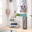 Small Shoe Rack for Entryway, White Shoe Organizer for Closet, Bamboo Wood Standing Shoe Shelf for Indoor Outdoor (White, 3-Tier_Samll)
