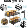 Spice Rack Organizer for Cabinet, 2 Tier Pull Out Spice Organizer for Cabinet Height Adjustable Heavy Duty Metal Basket for Inside Cabinets & Pantry Closet