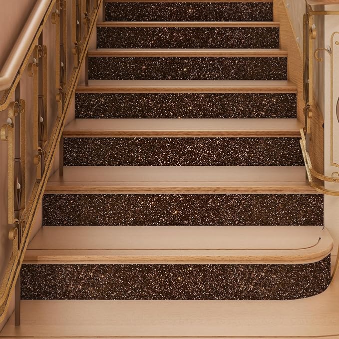 CHIHUT Dark Brown Glitter Peel and Stick Wallpaper Brown Glitter Contact Paper for Cabinets Bedroom Walls Removable Self Adhesive Decorative Wallpaper Fabric Roll for Drawer Gift DIY 15.7''x100''