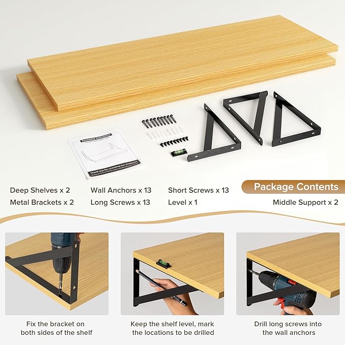 Deep Floating Shelves Wall Mounted, 36